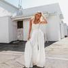 Conjunto de Duas Peças Verão Novo Sexy Top com Alça Amarrado no Peito Calça Casual Calça Solta Perna Reta Perna Larga