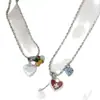 Colar de Pérola Coração Redondo com Pingente de Cristal Gotejante Outono Inverno Luxo Leve Toque de Alto Padrão Corrente para Suéter Acessório de Pescoço Versátil da Moda para o Dia a Dia