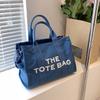 Bolso de Mano Grande de Lona con Estampado de Letras Estilo Calle Nuevo para Comercio Exterior Transfronterizo con Decoración de Rayas, Bolso Cruzado de Hombro para Mujer