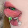 Nuevo clavo de lengua bicolor colorido acrílico degradado ojo de gato decoración de lengua nuevo color joyería para piercing corporal venta al por mayor