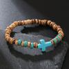 Pulseira simples de miçangas de madeira turquesa transfronteiriça moda masculina versátil de alta qualidade pulseira de miçangas de casca de coco joias masculinas