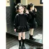 Vestido de encaje 3D para niña, colección otoño 2026, vestido con ribete de encaje negro, elegante vestido de princesa para niñas pequeñas