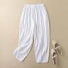 Pantalones casuales negros de seda helada con cintura alta y elásticos de tiro real para mujer, pantalones bombachos Harlan finos y holgados de verano de ocho puntos