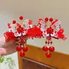 Accesorios para el Cabello Infantiles Estilo Chino Rojo de Año Nuevo Festivo Mariposa Pasador Saludos de Año Nuevo para Niñas Disfraz Tocados Dinastía Han