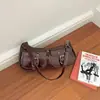 Bolsa de Mão Moda Retrô Cor Sólida Bolsa de Ombro Feminina Bolsa Baguete 2025 Outono Nova Chegada Bolso Duplo Simples Casual Estilosa