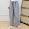 Pantalones de Pijama de Lino de Algodón para Mujer Verano Color Sólido Caramelo Pantalones de Pierna Ancha Delgados Antimosquitos Pantalones para Casa Talla Extra Sueltos para Exterior
