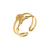 Moda Popular Europea y Americana Anillo Abierto Ajustable de Acero Inoxidable Estilo Simple Anillo Geométrico Redondo de Acero de Titanio Fábrica