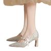Lindos Sapatos de Casamento Prateados de Salto Alto Estilo Fada, Sapatos de Casamento e Madrinha com Cristais Brilhantes Estilo Francês Xiuhe, Sapatos de Uso Duplo