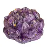 Pedra Britada de Cristal Natural Resina Lótus Aumentador de Fortuna Pequeno Ornamento Cristal Lótus Roxo Amarelo Rosa Decoração de Mesa Estilo Zen Atacado