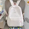 Mochila rosa clara para meninas, estilo japonês, nova mochila da moda de alta estética estilo universitário céu estrelado, bolsa leve de ombro duplo para ensino fundamental e médio