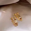 Pendientes largos de borla con forma de corazón estilo francés para mujer, clips para orejas de mariposa, pendientes versátiles simples de doble capa estilo coreano