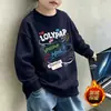 Sudadera con capucha de forro polar, elegante, casual, versátil, de manga larga, para niños medianos y grandes, nueva, estilo coreano, prenda exterior para niños