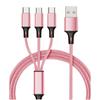 Cable de datos trenzado de carga rápida de un a tres para teléfono móvil, al por mayor, para Apple Android tipo-c, cable de carga cápsula