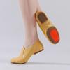 Zapatos de baile con tacón para mujer adulta, suela blanda, lona sin cordones, color camello, para práctica clásica en interiores y exteriores, zapatos de profesor, tacón alto