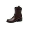 Botas curtas estilo britânico Chelsea com salto grosso de 5,5 cm, novo modelo outono e inverno 2026, zíper traseiro, botas Martin casuais estilosas