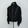 Sudadera con capucha retro americana deconstruida con múltiples cremalleras, unisex, adecuada para primavera y otoño, peso pesado, talla grande, prenda exterior casual de moda