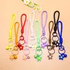 Lanyard para Teléfono de Flor de Goma Macaron, Llavero de Flor Pequeña con Cascabel, Colgante para Bolso Tejido, Accesorios Pequeños Hechos a Mano para DIY