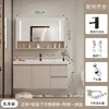 Juego de mueble de baño con lavabo integrado de cerámica y madera maciza inteligente, 40 cm de ancho, ultradelgado, apto para baños pequeños, lavabo para lavarse las manos y la cara