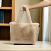Bolsa de Pelúcia Grande e Fashion para Mulheres, Bolsa de Mão Peluda para Outono e Inverno, Bolsa de Ombro, Bolsa Transversal, Bolsa Tote Simples e Versátil