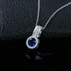 Colgante Redondo de Zafiro Cultivado S925 de Plata de Ley Pavimentado Luz de Lujo para Viaje Diario Banquete Regalo de Aniversario
