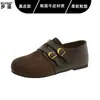 Zapatos Mary Jane de punta redonda estilo Birkenstock cubiertos de piel, con una suela suave para mayor comodidad y facilidad de uso, diseño sin cordones y estilo mocasín para mujer