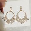 Pendientes de perlas de tamaño circular exagerado distintivos de estilo coreano para mujer, de moda retro, delgados, combinables con todo, elegantes, de celebridades de Internet.
