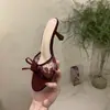 Primer Encuentro con las Sandalias de Tacón Alto con Encaje de la Nueva Temporada 2026 para Mujer, Tacones Altos con Lazo Estilo Hada, Sandalias Peep-Toe de Tacón Fino Estilo Francés