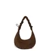 Bolsa de meia-lua plissada de grande capacidade para mulheres, nova moda 2026 bolsa de ombro de camurça com laço, bolsa transversal para o dia a dia