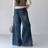 Calça Jeans Feminina Primavera e Outono 2026 Nova Casual Estilo Coreano Calça Reta com Barra Bordada para Meninas Mais Velhas, Transfronteiriça