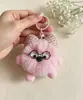 Lindo Colgante para Llaves de Mini Bola de Carbón de Piel Sintética de Conejo, Colgante de Peluche Estilo Ins, Encanto para Bolso de Gato con Gafas, Regalo