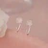 Qianjia Plata Pura S999 Flor de Rosa Gancho para Oreja Francés Retro Literario Sanador Coloridos Elegantes Pendientes de Nicho Dropshipping
