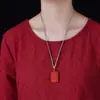Colgante de Cuerda Exquisita de Cinabrio Mineral Original Cinco Sutras Collar de Año de Nacimiento de Cinabrio Imperial para Hombres y Mujeres Regalo Venta al por Mayor