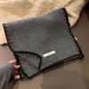 2025 Nuevo Estilo Coreano Bufanda de Punto Overlock Linda para Mujer Estudiante de Invierno Color Sólido Simple Bufanda Cálida de Lana