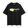 T-shirt de Manga Curta 22SS Marca Tendência Transfronteiriça Palm Angel Grafite Tinta Fluida Estampa de Letras para Homens e Mulheres Casais High Street Meia Manga