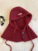Pasamontañas Nuevo Otoño e Invierno para Mujer Engrosado Cálido Cortavientos Pulóver Protección para Orejas Cordón Bufanda para el Cuello Gorro de Lana Integrado