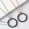 Aço Inoxidável Zircônia Cerâmica Espacial Flor Fivela Osso Pingente Aço Titânio Colar Feminino Corrente de Clavícula Ajustável