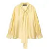 Comércio Exterior Transfronteiriço Roupas Femininas 2026 Primavera Novo Estilo Moda para o Dia a Dia Camisa de Cetim com Fita de Borboleta 47860024