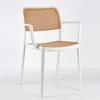 Silla de Comedor de Plástico Imitación Bambú Santiang Silla de Ocio Silla con Respaldo Calado con Reposabrazos Silla de Comedor Silla de Recepción para Restaurante Silla de Negociación