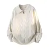 Camisa polo, suéter de malha, unissex, trança, zíper parcial, estilo vintage, outono/inverno, atacado de fábrica transfronteiriço