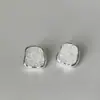Brincos Geométricos Quadrados de Cristal Cluster de Diamante Triturado Gelo-Claro para Mulheres, Simples e Sofisticados, Estilosos e Modernos, Brincos Versáteis
