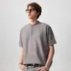 Atacado do fabricante camisetas casuais de tricô simples estilo americano para homens, camisetas da moda largas estilo retrô americano para homens