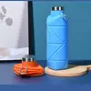 Nueva Taza de Agua Plegable de Silicona de Grado Alimenticio, Retráctil, Antiescaldado, Botella de Agua de Almacenamiento para Ciclismo al Aire Libre y Viajes con Tapa
