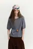 Suéter Feminino de Lã de Alta Qualidade com Gola Redonda, Malha Macia Escovada Fosca, Manga Curta - Hong Kong e American Apparel