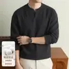 Suéter de punto de manga larga estilo Old Money, prenda interior para hombre, cuello en V, color liso, ropa interior de invierno, camiseta cálida, cuello redondo, jersey, engrosado