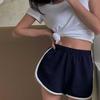 Pantalones Cortos Deportivos Multicolor para Mujer Verano Cintura Alta Adelgazantes Combinan con Todo Ropa Exterior Pantalones Cortos Ajustados Estilo Retro Hong Kong Chic Pantalones Casuales de Pierna Ancha