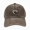 Boné de Baseball Lavável Popular com Design de Coração Bordado Meio Cortado, Boné de Baseball Unisex para Proteção Solar ao Ar Livre