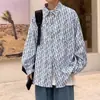 Camisa Floral Masculina Estilo Coreano Fashionável Solta Estilo Hong Kong Estilo Japonês Camisa Ins Casual Versátil Filhote Bonito Hip-hop Jaqueta Estudante