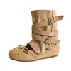 Botas de ballet desmontables de dos vías para aumentar la altura y frescas para mujer, nuevo estilo otoño 2026, botas cortas plisadas apiladas con lazo