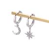 Artesanía de microincrustación clásica aretes asimétricos de estrella Luna full diamond aretes de temperamento de alta calidad Aretes de lujo ligero para mujer