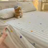 Lençol de cama espessado escovado de algodão puro Classe A 100% algodão xadrez de desenho animado conjunto de três peças duplo para dormitório de estudante
